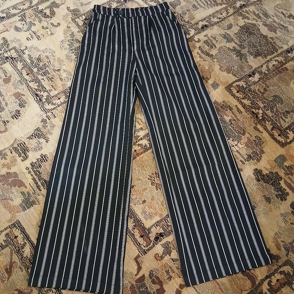 SOCIAL TOURIST Ultra High-Rise Black/Cream Trousers XS - Picture 12 of 12